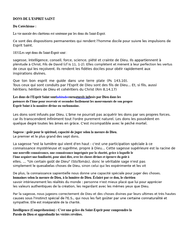 Dons du Saint-Esprit : Sagesse et Force | PDF | Dieu | Saint-Esprit