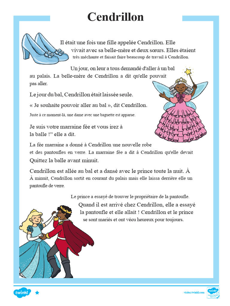 Cendrillon - Compréhension de Lecture | PDF | Cendrillon, image size:768x1024