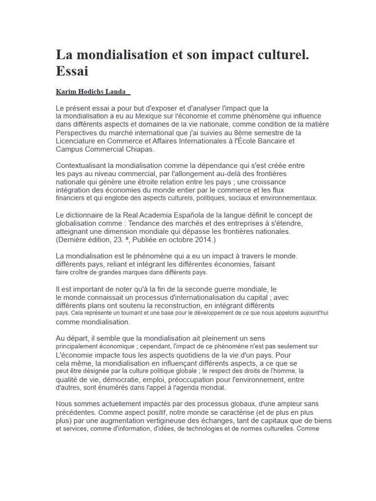 Impact culturel de la mondialisation au Mexique | PDF | Globalisation ...