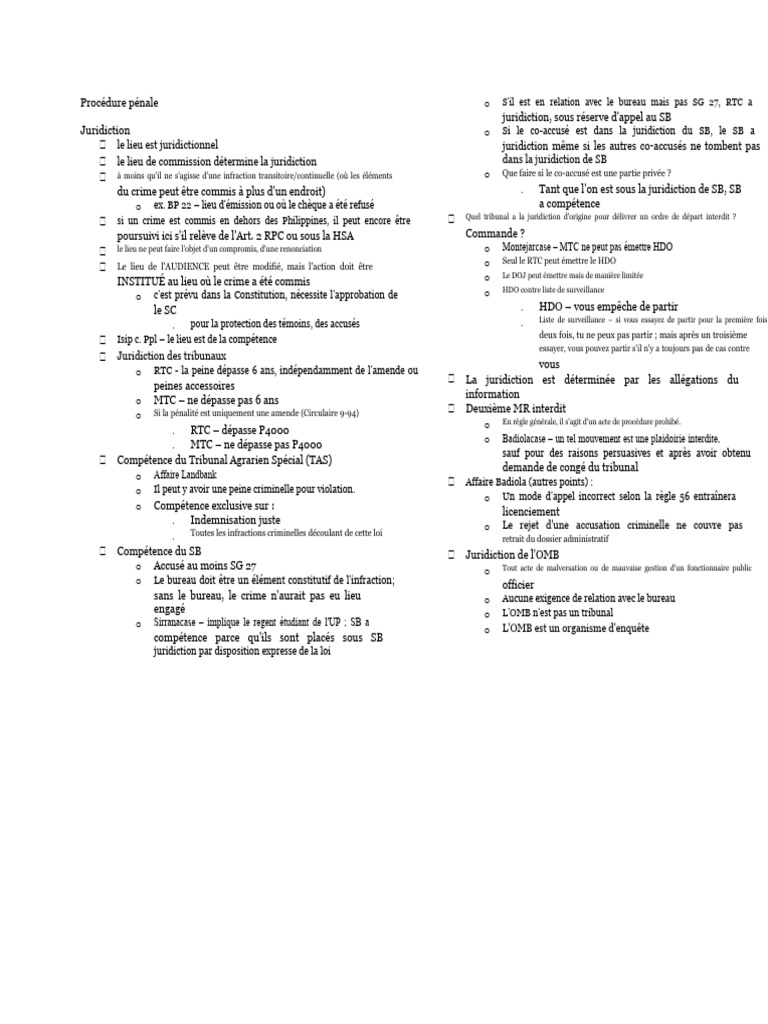Juridiction en Procédure Pénale | PDF | Crimes | Crime et violence