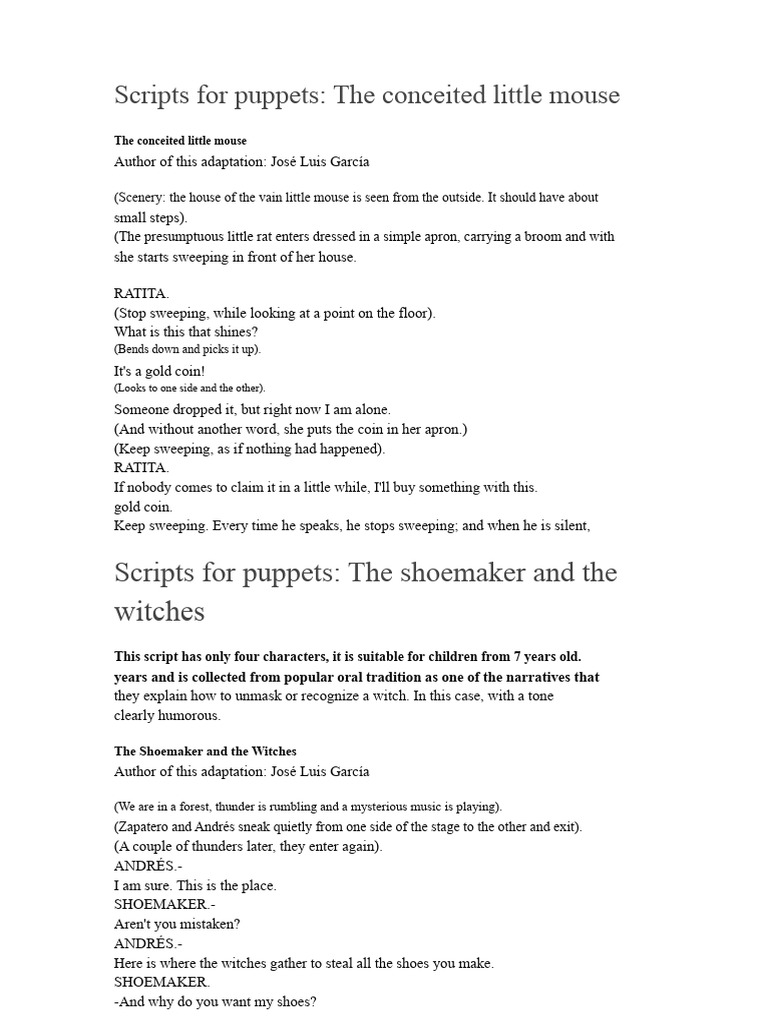 Puppet Scripts for Children | PDF