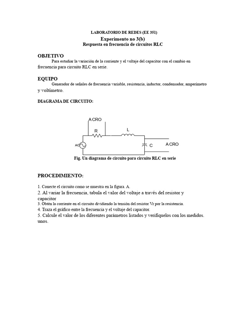 Respuesta en Frecuencia de un Circuito RLC en Serie | PDF