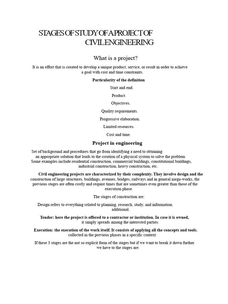Civil Engineering Project Stages Guide | PDF | Geotechnical Engineering ...