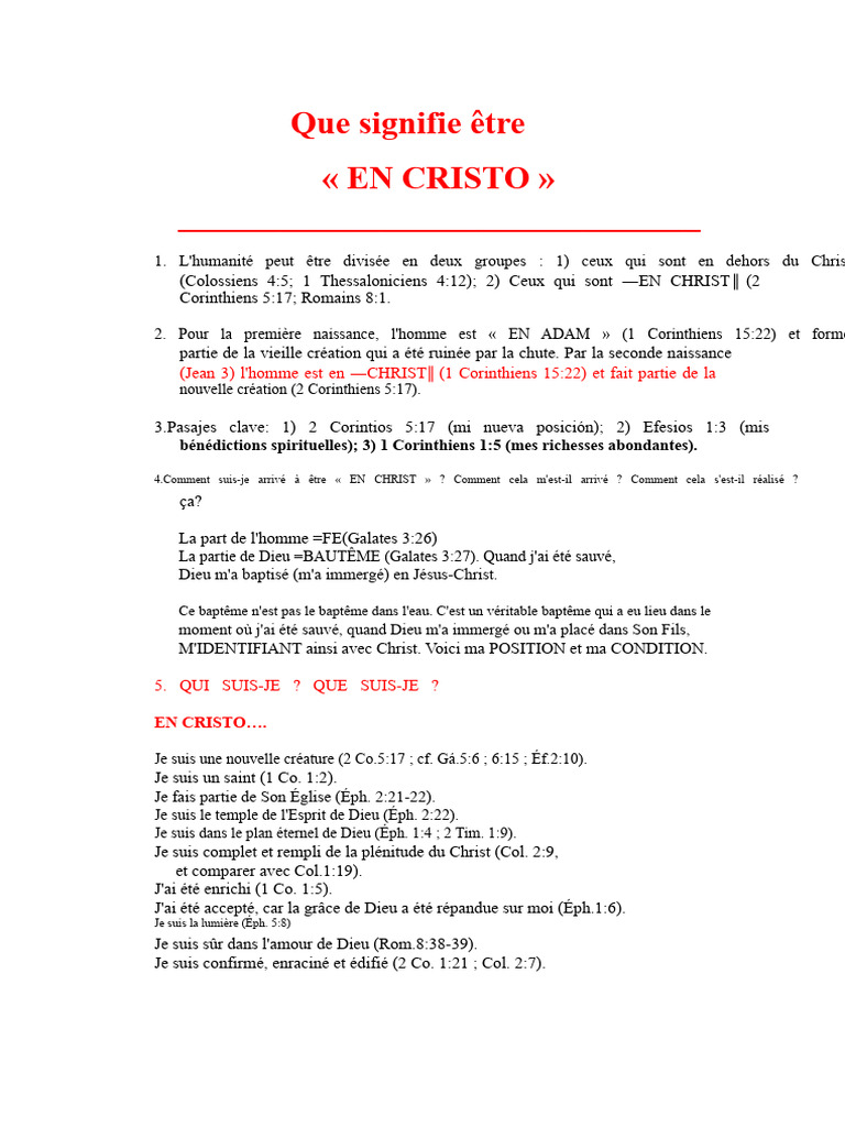 Être en Christ : Signification et Bénédictions | PDF | Épître aux ...