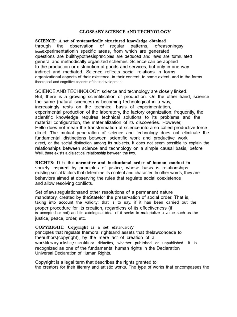 Science, Technology, and Rights Glossary | PDF | Science | Copyright