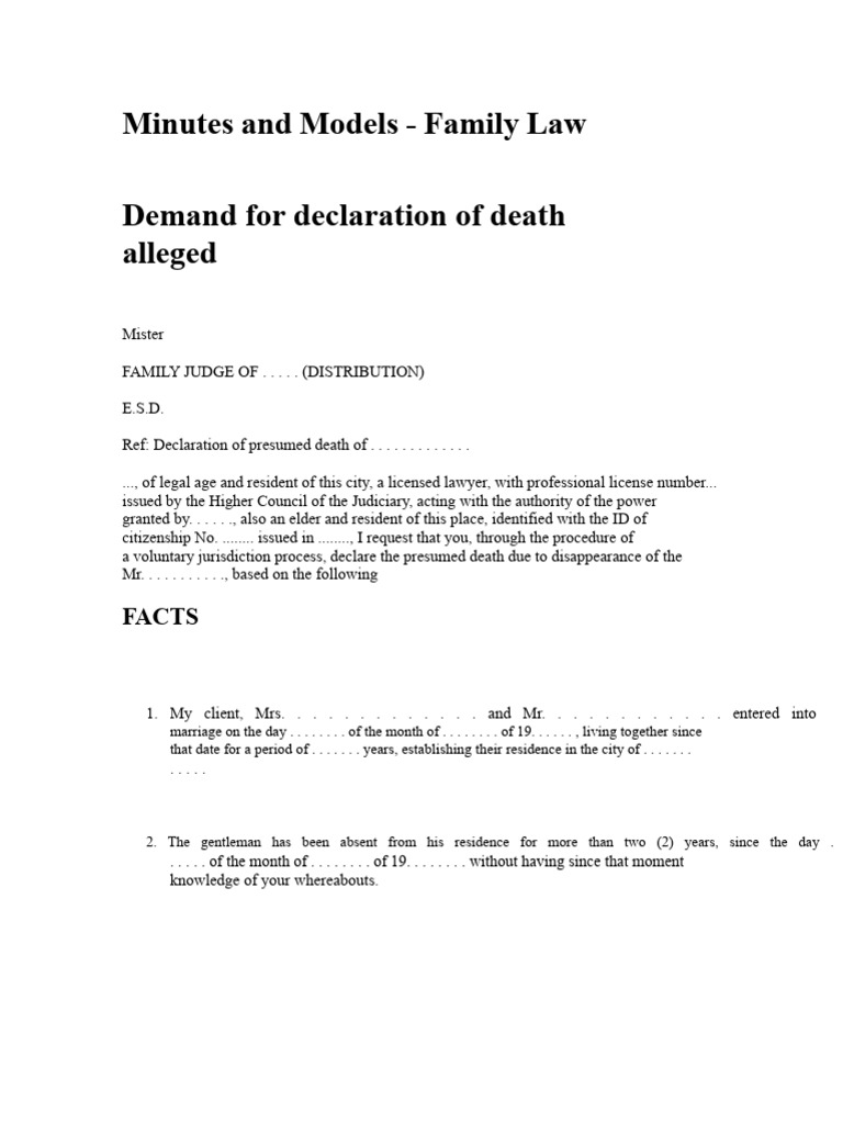 Family Law: Declaration of Death Process | PDF | Government | Public Law