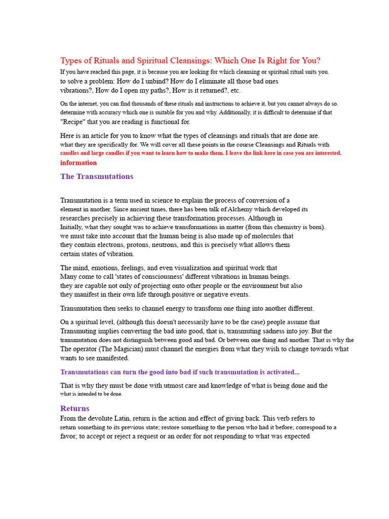 Spiritual Cleansings and Rituals Guide | PDF | Alchemy | Feeling