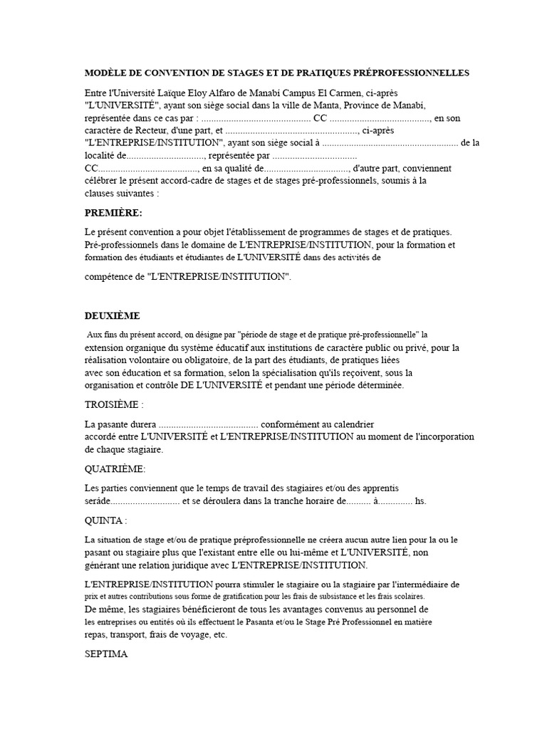 Modèle de Convention de Stage | PDF | Business