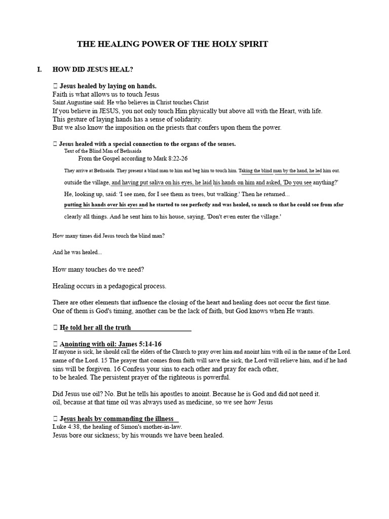 Healing Through the Holy Spirit | PDF | Jesus | Prayer