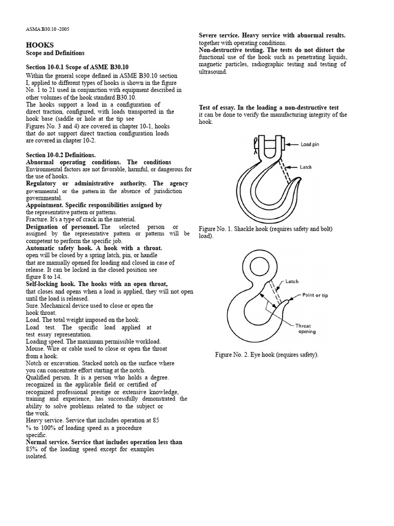 ASME B30.10-2005 Hook Standards Guide | PDF | Fracture