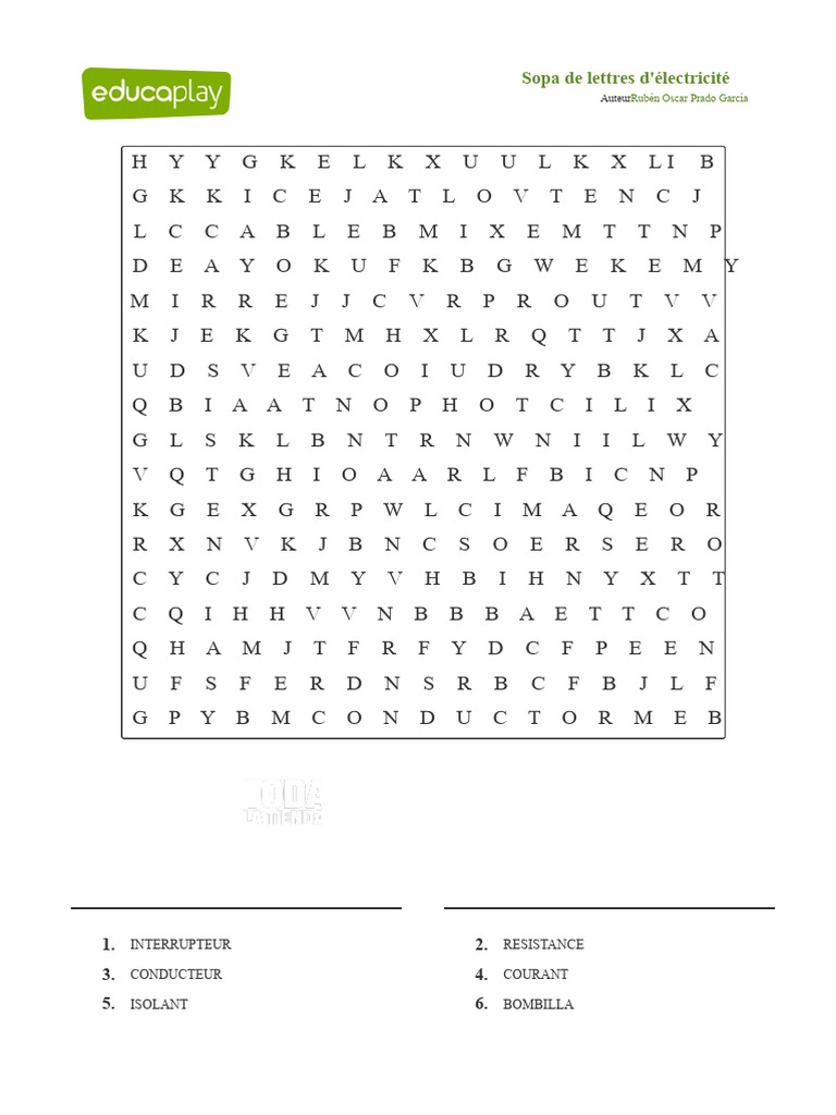 Mots Lis L Lectricit En 7 Lettres