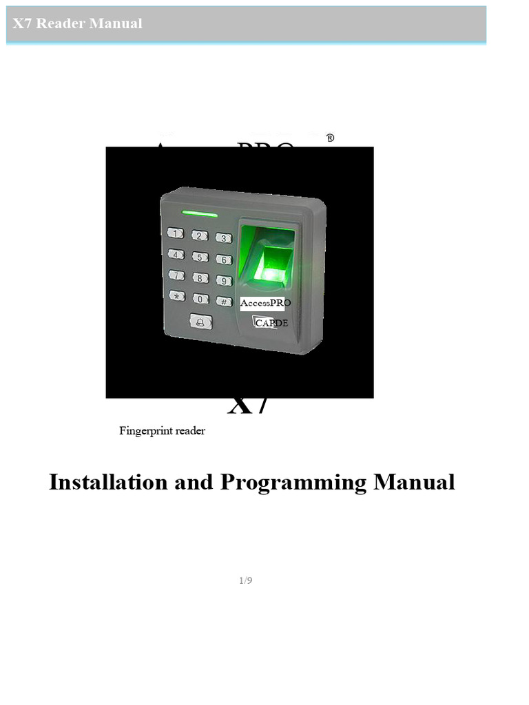 X7 Fingerprint Reader Installation Guide | PDF | Access Control | Switch
