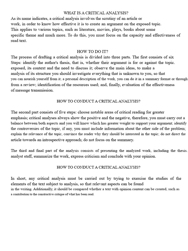 Understanding Critical Analysis | PDF