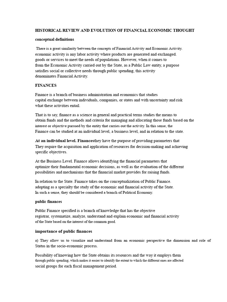 Evolution of Financial Economic Thought | PDF | Public Finance | Economics