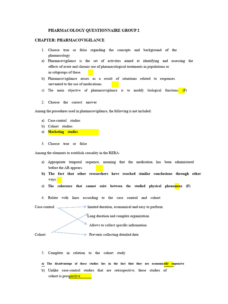 Pharmacovigilance Questionnaire Insights | PDF | Pharmacovigilance ...
