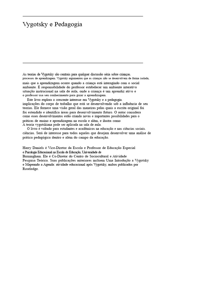Vygotsky e suas Implicações na Pedagogia | PDF