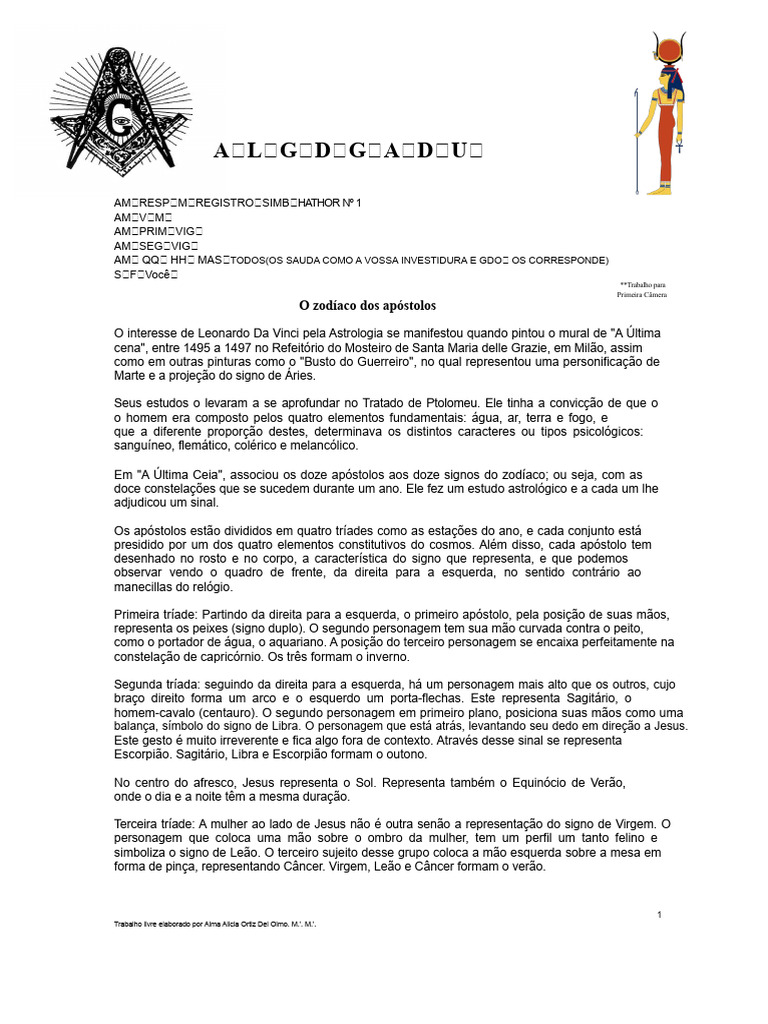 Zodíaco dos Apóstolos em Da Vinci | PDF | Zodíaco | Signo do zodíaco