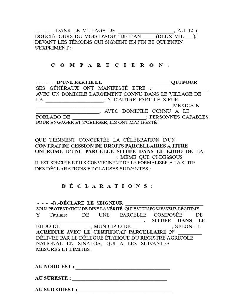 Contrat de cession de droits parcellaire | PDF