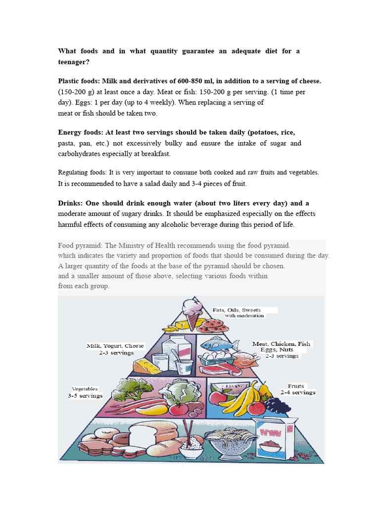 Teenager Nutrition and Food Guidelines | PDF | Foods | Vegetables