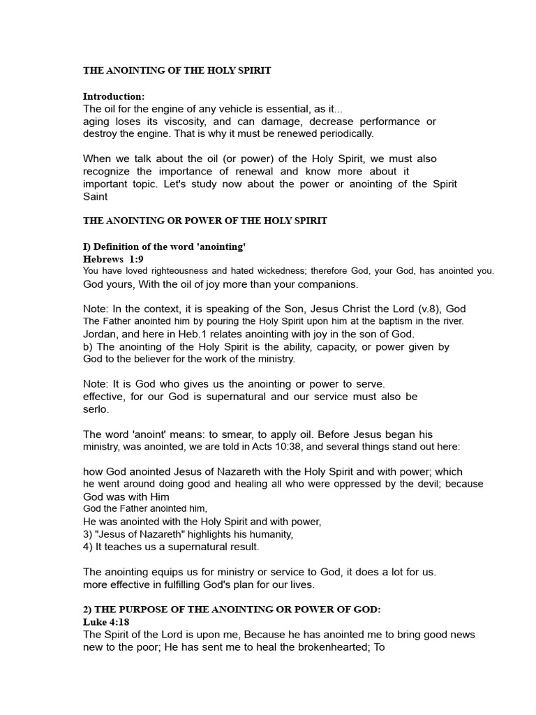 Understanding the Holy Spirit's Anointing | PDF | Anointing | Jesus