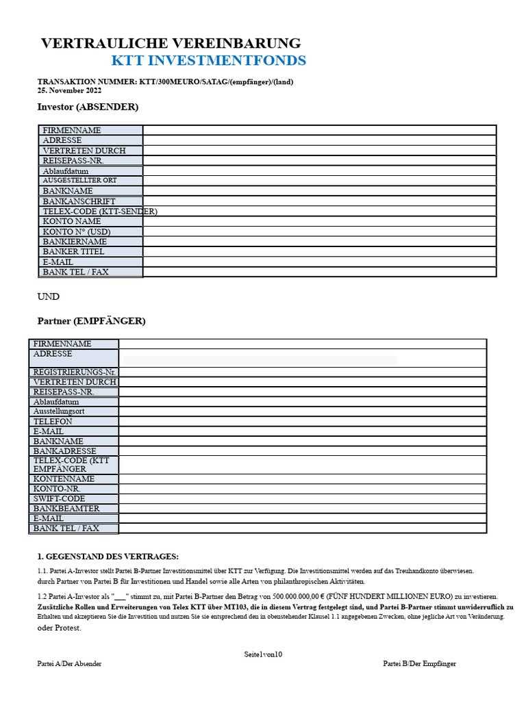 KTT MT103 Vorlage Option 2 | PDF
