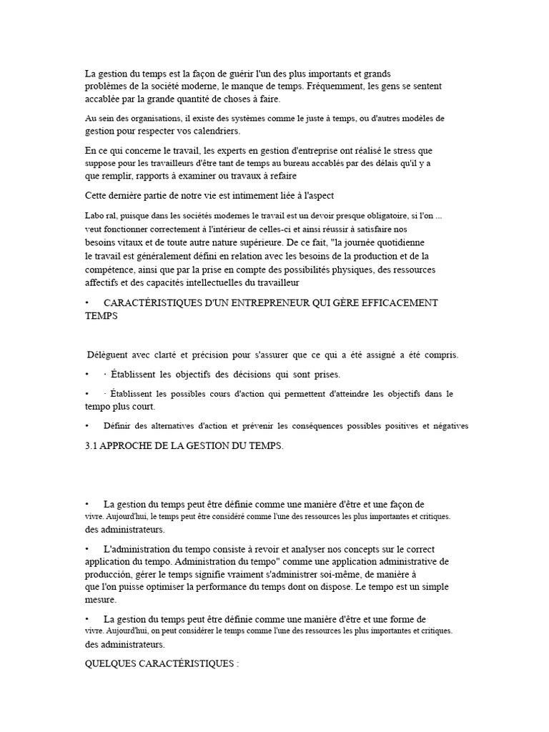 Gestion efficace du temps au travail | PDF | Gestion du temps ...