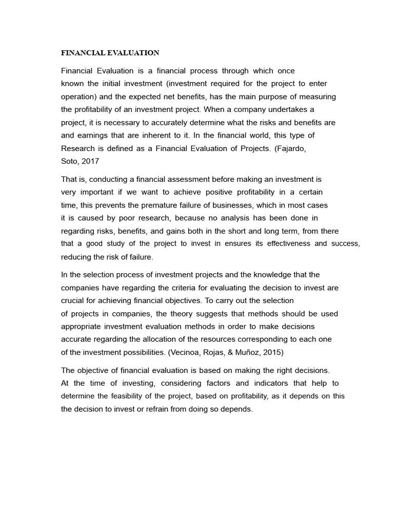 Financial Evaluation - Concept | PDF | Net Present Value | Economics