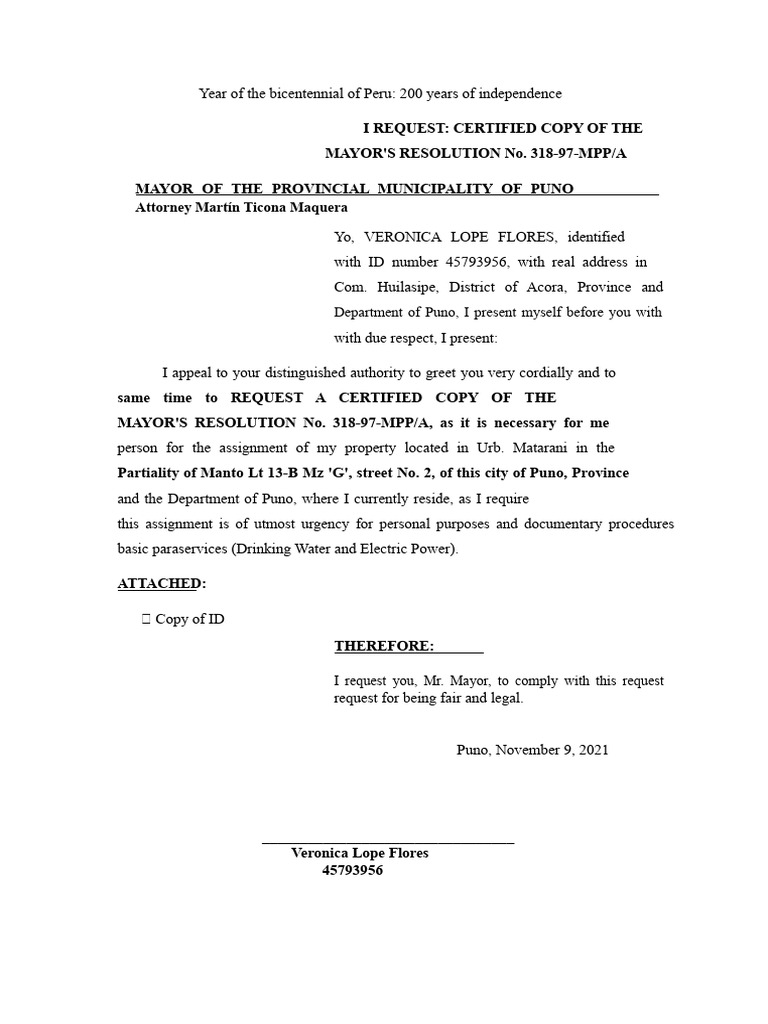 request municipality CERTIFIED COPY OF THE MAYORAL RESOLUTION | PDF