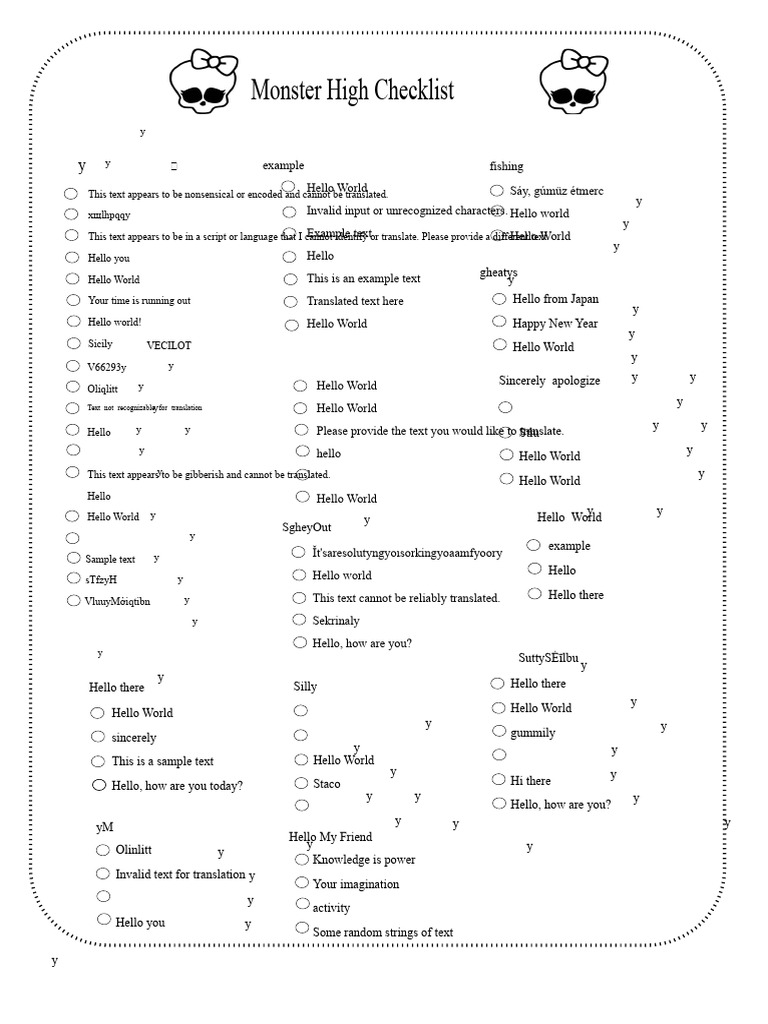 Monster High Character Checklist | PDF