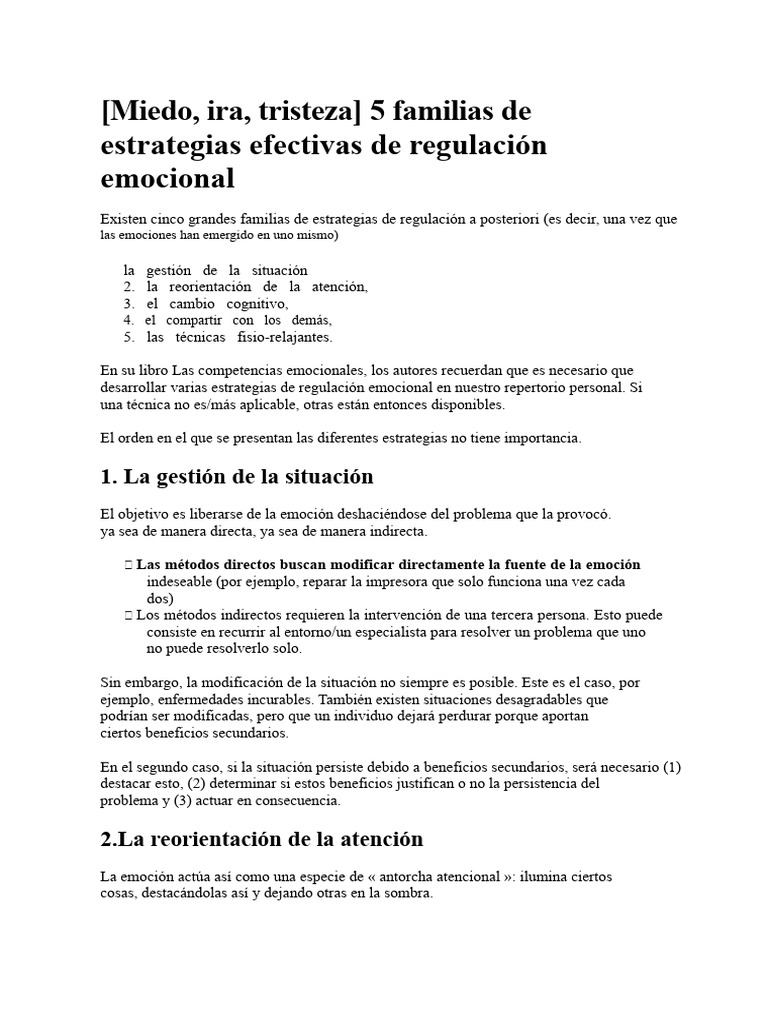 5 Estrategias Miedo Ira Tristeza | PDF | Las emociones ...