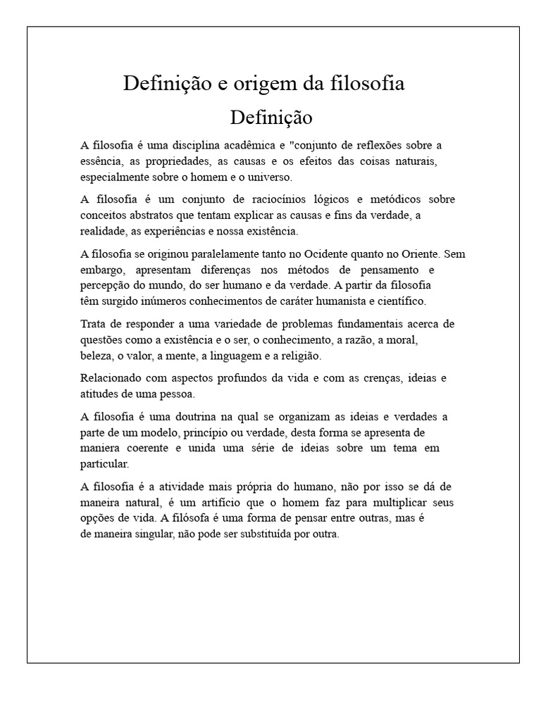 Definição e Origem da Filosofia | PDF