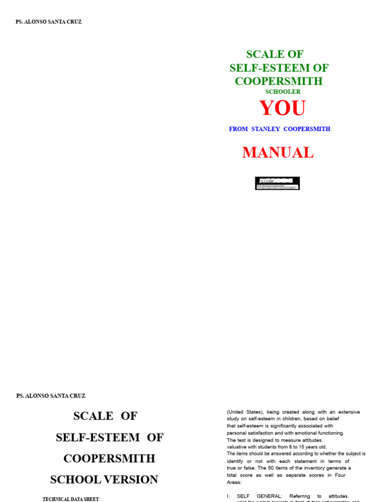 Coopersmith Self-Esteem Inventory Guide | PDF | Self Esteem | Validity ...