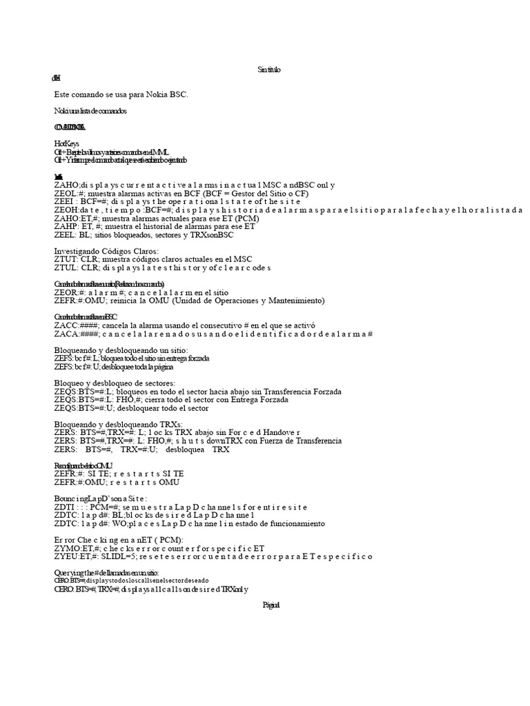 Comandos Nokia BSC para Monitoreo y Control | PDF