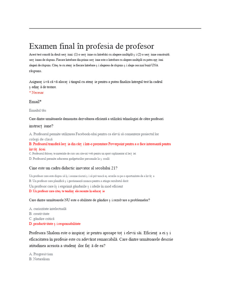 Examenul Final În Profesia Didactică | PDF