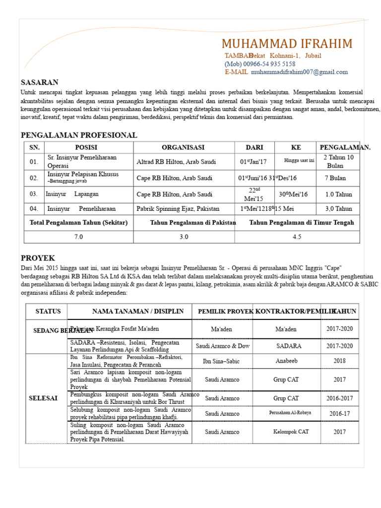Profil Profesional Muhammad Ifrahim | PDF