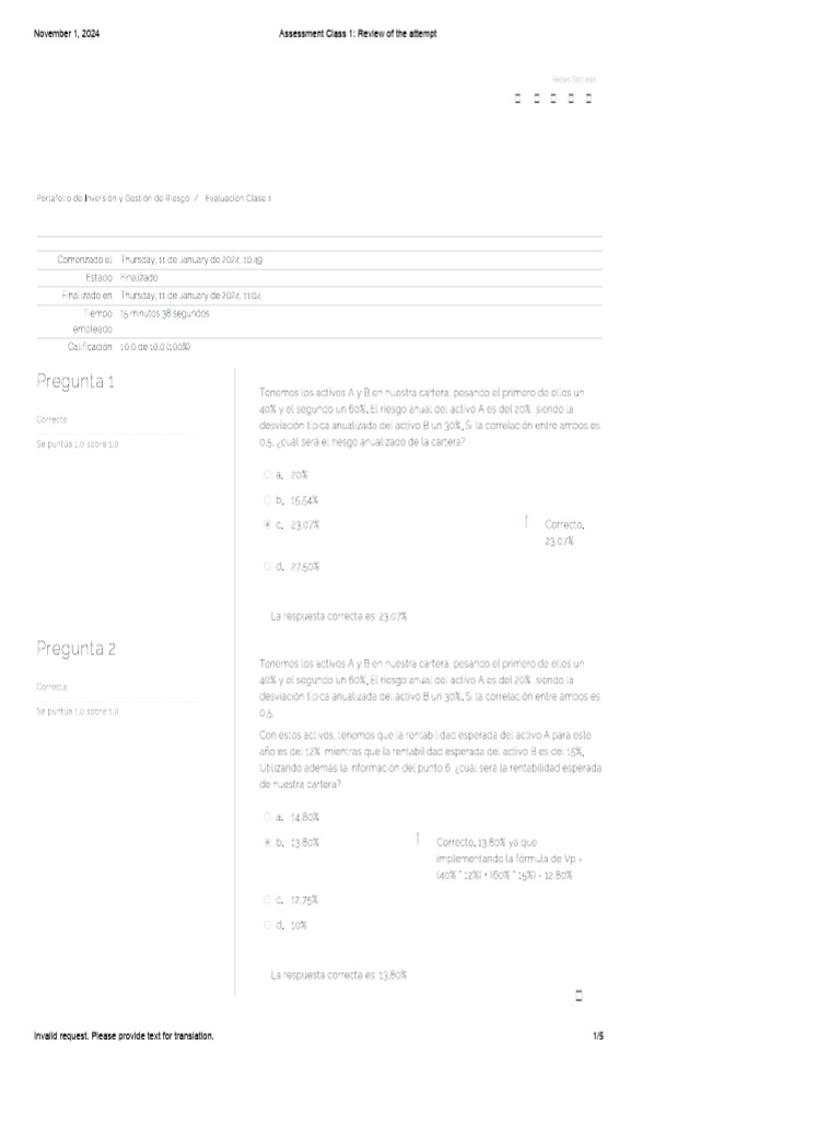 Class 1 Assessment Review Guide | PDF