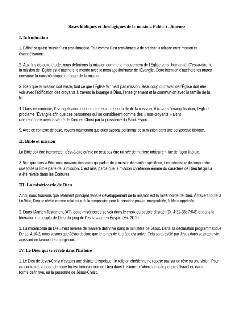 Fondements bibliques de la mission chrétienne | PDF | Dieu | Église ...