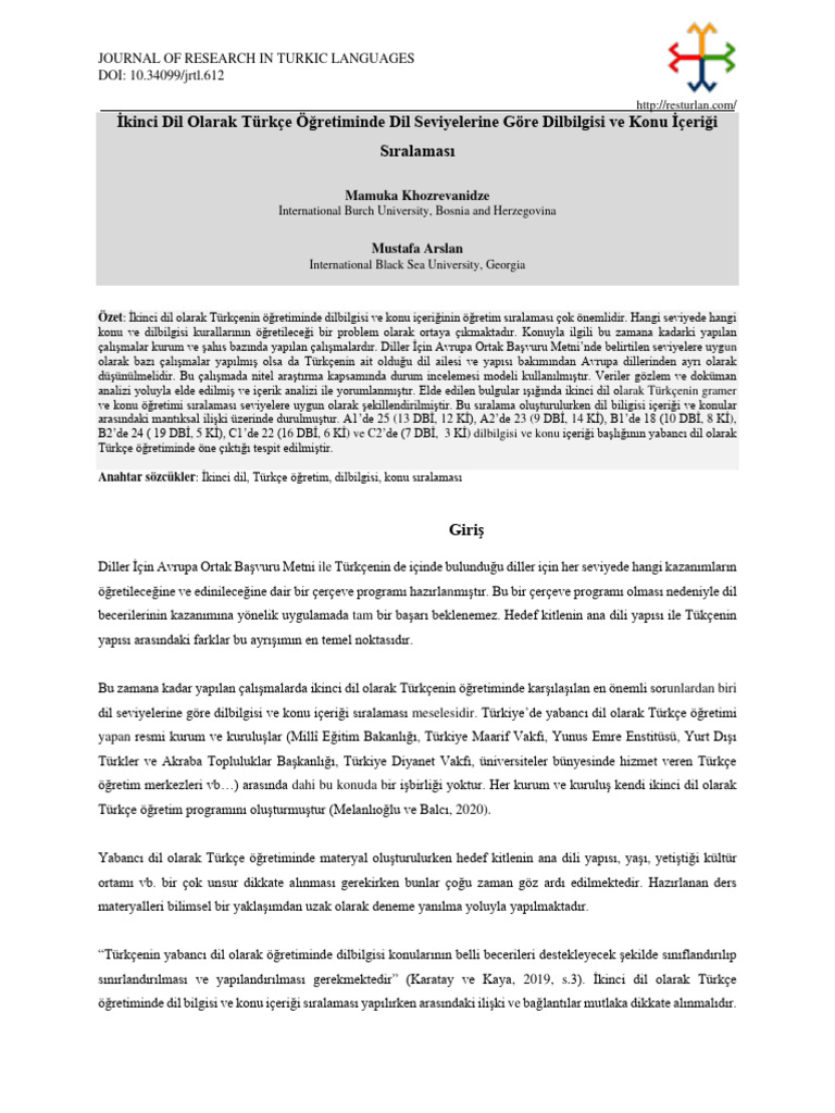 Ikinci Dil Olarak Turkce Ogretiminde Dil | PDF