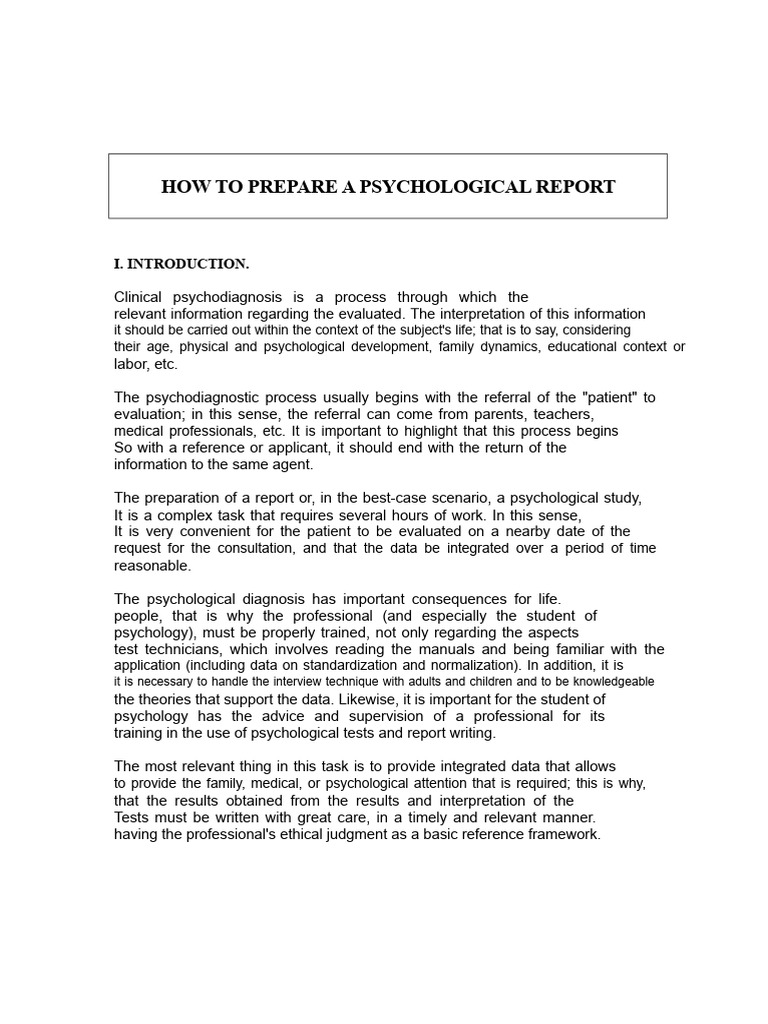 Guide to Writing Psychological Reports | PDF | Psychology | Wechsler ...
