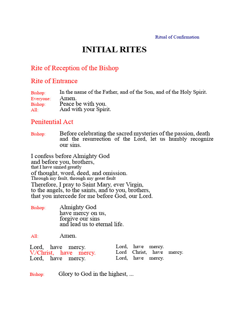 Rite of Confirmation Ceremony Guide | PDF | Confirmation | Eucharist