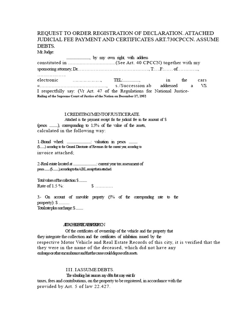 Written To Request Registration of Declaration | PDF | Justice | Crime ...