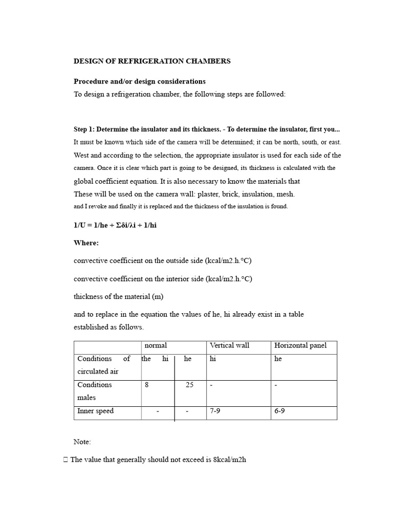 Refrigeration Chamber Design Guide | PDF | Thermal Insulation | Convection