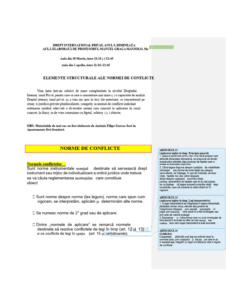 Elemente Structurale Ale Normelor de Conflict | PDF