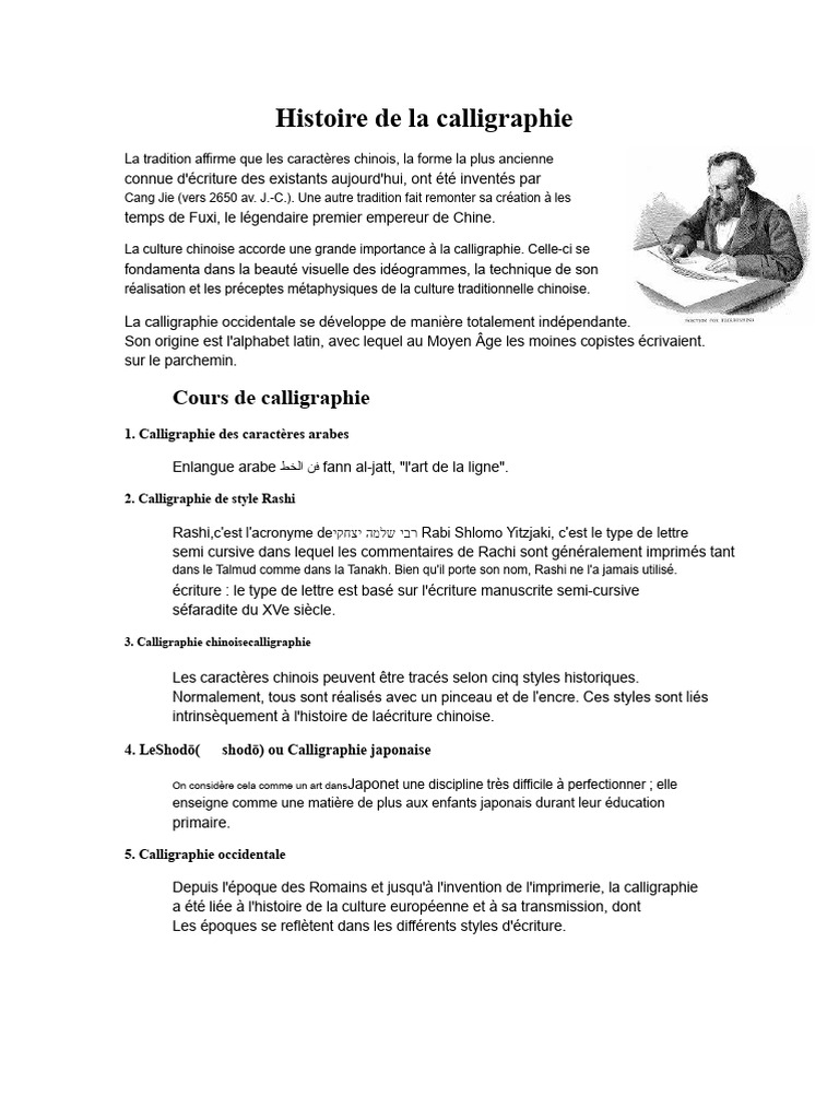 Histoire de La Calligraphie | PDF | Calligraphie | Linguistique