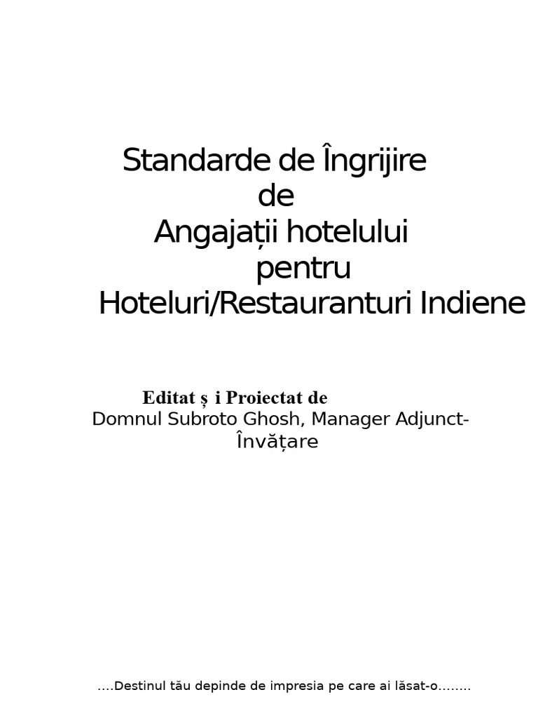Standardul de Îngrijire Al Hotelului | PDF