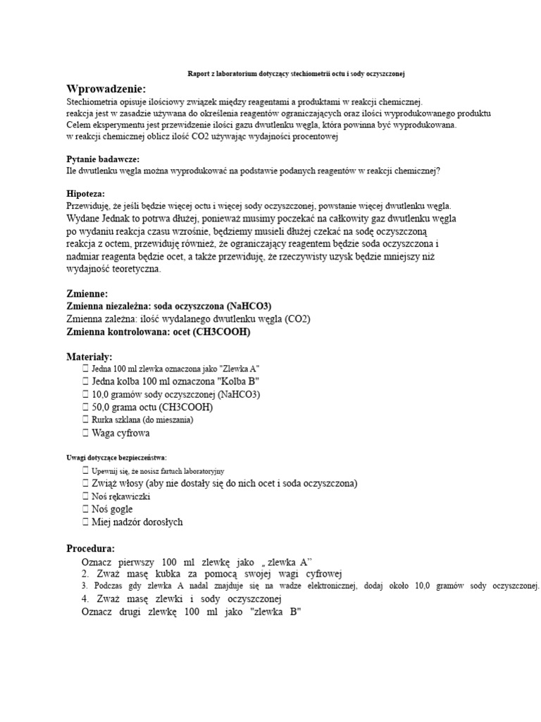 raport-z-laboratorium-dotycz-cy-stechiometrii-octu-i-sody-oczyszczonej