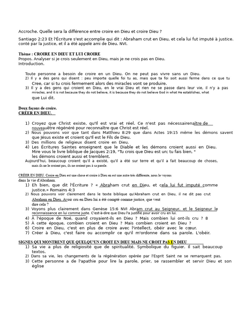 Croire en Dieu vs Croire Dieu | PDF | Dieu | Abraham