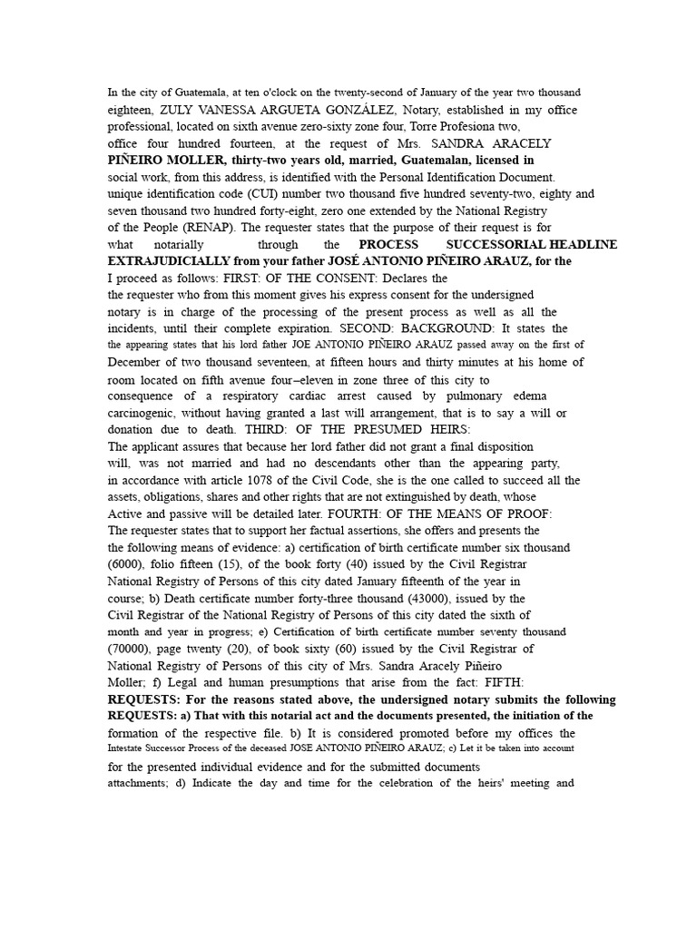 Notarial Act of Requirement For Intestate Succession Process | PDF ...