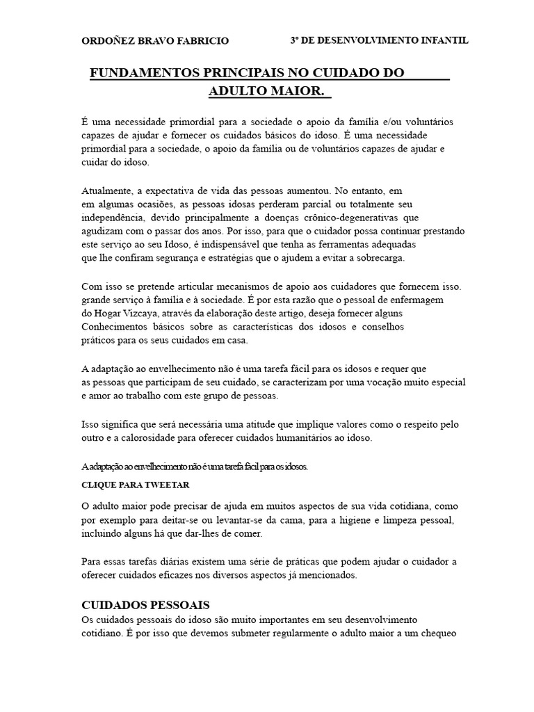 Cuidados Essenciais para Idosos | PDF | Roupas | Envelhecimento