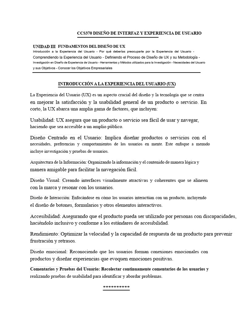 CCS370 - Unidad Iii - Diseño Ux | PDF | Experiencia de usuario | Usabilidad